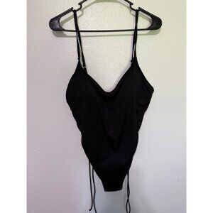 Shade & Shore Swimsuit 1 Pc Black Drawstring legs Womans XL
